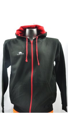 Sweat Zippé Noir et Rouge